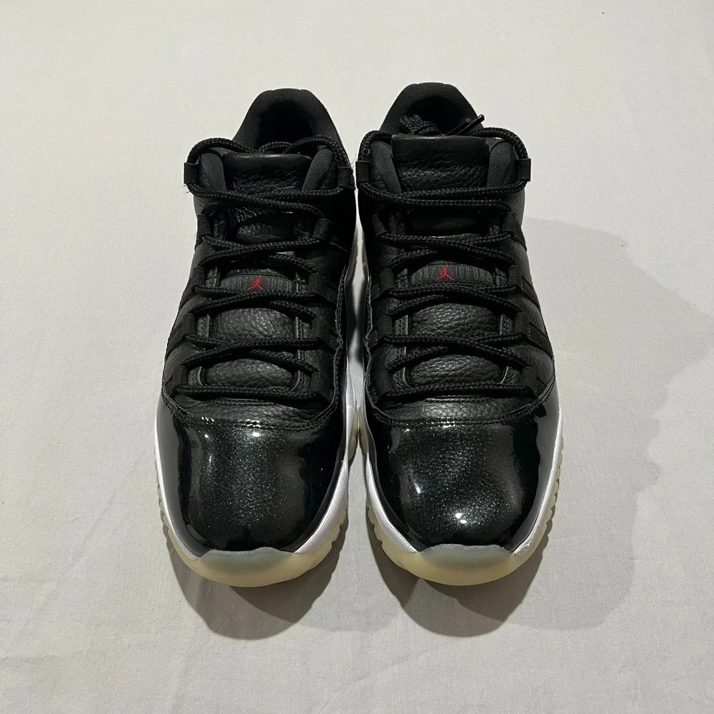 Nike Air Jordan 11 72-10 Retro Low Mens Black White Patent Shoes Sneakers 11.5